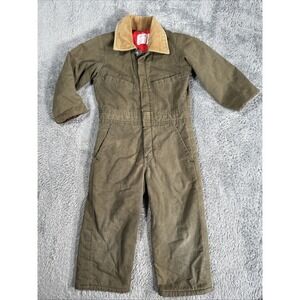 Vintage Key Imperial Coveralls Olive Green Size 4 Youth Bibs Children's 1980s